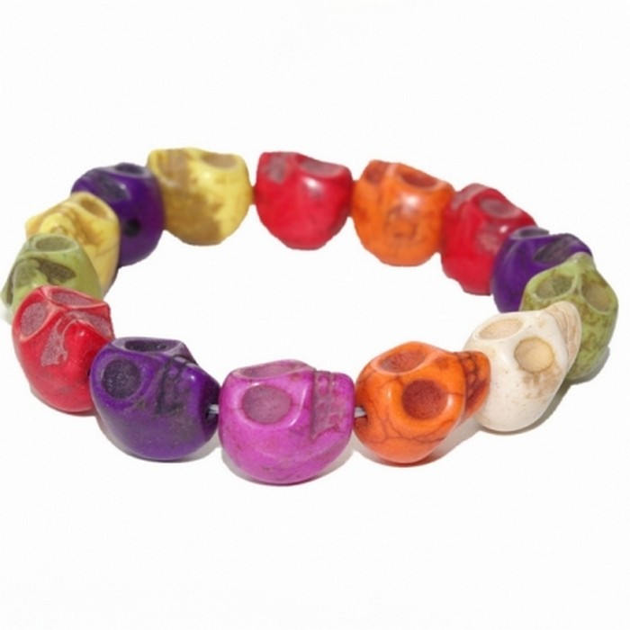 Multi-coloured Skull stretchy bracelet